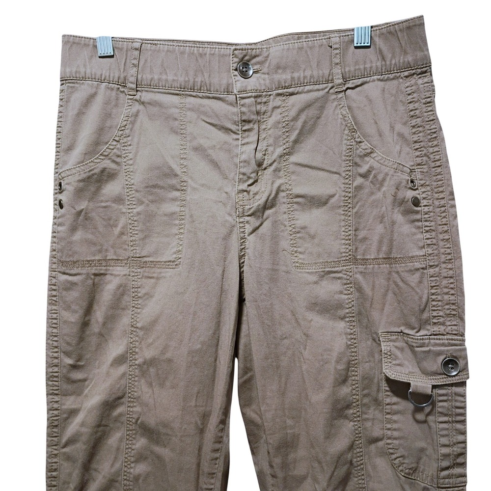 Cato Est. 1946 Cargo Pants Women 8 Classic Khaki Cotton Stretch Roll Tab Utility